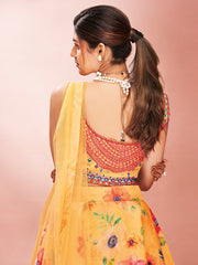 Mustard Art Silk Designer Lehenga Choli - Inddus.com