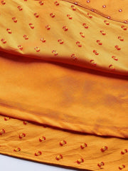 Mustard Embroidered Woven Kurta - Inddus.com