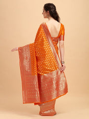 Mustard & Gold-Toned Ethnic Motifs Zari Jashn Saree - Inddus.com