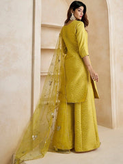 Mustard Gotta Patti Straight Kurta & Sharara With Dupatta - Inddus.com