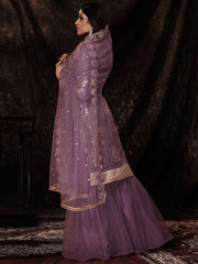 Onian Net Embroidered Sharara-Style-Suit - Inddus.com