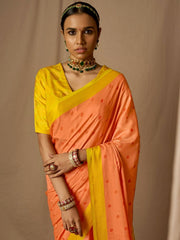 Orange Soft Silk Woven Design Saree - Inddus.com