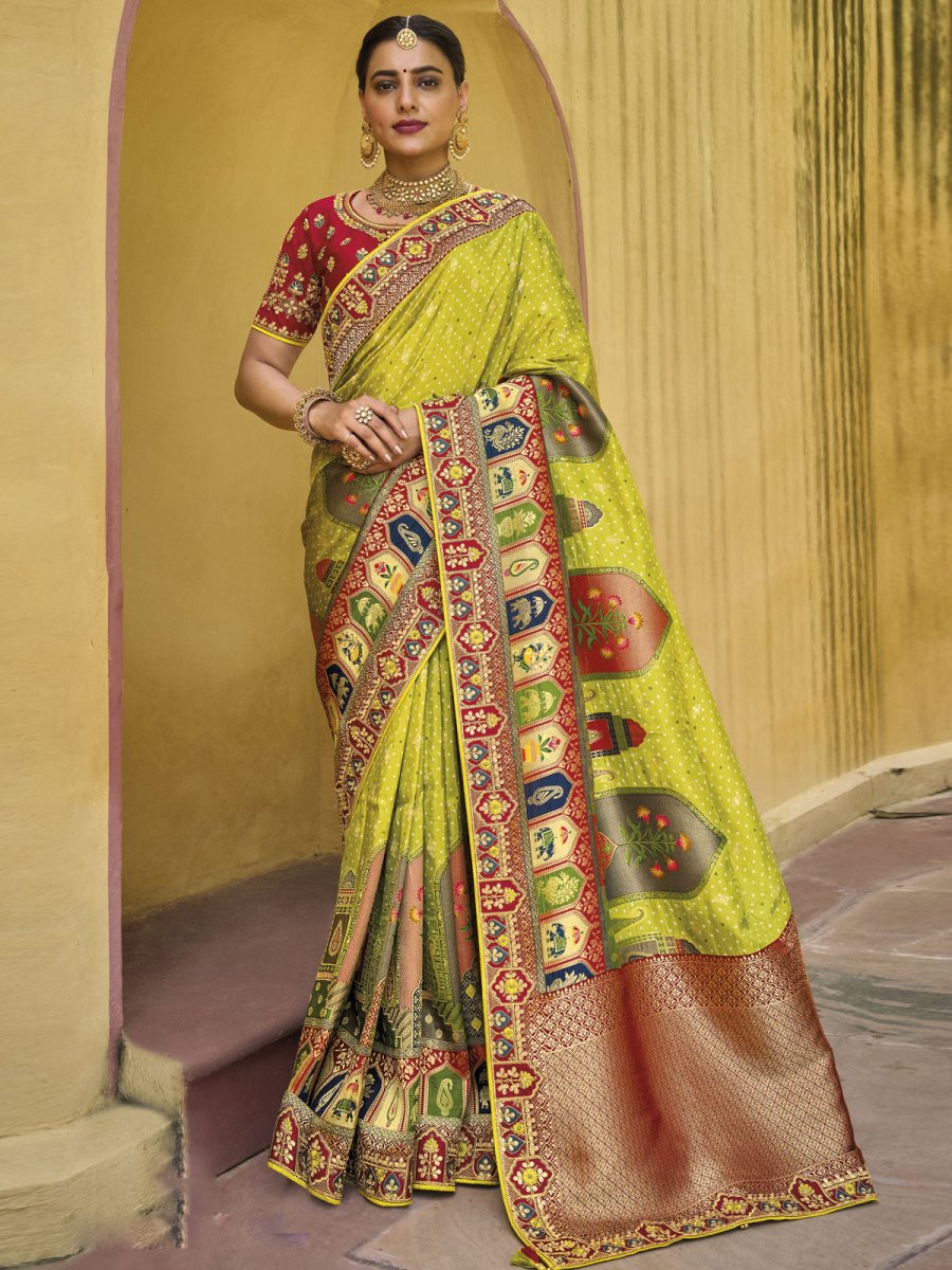 Paroot Green Viscose Silk Traditional Saree - Inddus.com