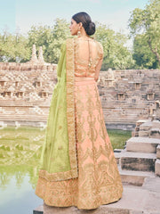 Peach Silk Designer Lehenga Choli - Inddus.com