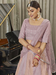 Pink Art Silk Embroidered Lehenga Choli - Inddus.com
