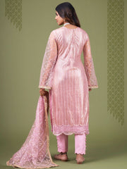 Pink Embroidered Festive-Wear Straight-Cut-Suit - Inddus.com