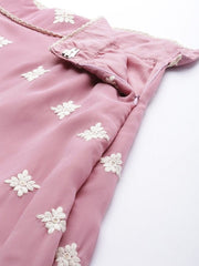 Pink Embroidered Semi-Stitched Lehenga & Unstitched Blouse With Dupatta - Inddus.com