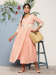 Pink Ethnic Midi Dress - Inddus.com