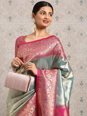 Pink Ethnic Motifs Zari Saree - Inddus.com