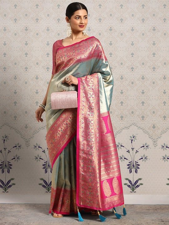 Pink Ethnic Motifs Zari Saree