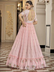 Pink Georgette Festive Gown - Inddus.com