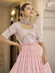 Pink Georgette Festive Gown - Inddus.com