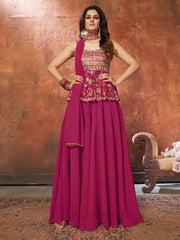 Pink Georgette Festive Wear Sharara Suit - Inddus.com