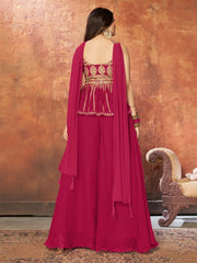 Pink Georgette Partywear Sharara Suit - Inddus.com