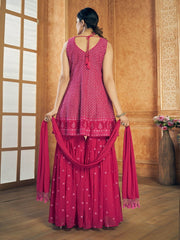 Pink Georgette Wedding Sharara Suit - Inddus.com
