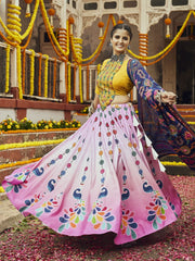 Pink Maslin Cotton Digital Print Lehenga Choli - Inddus.com
