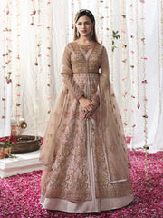 Pink Net Festive Gown Suit - Inddus.com