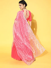 Pink Party Wear Kurta With Dupatta - Inddus.com