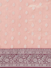 Pink & Purple Woven Design Zari Silk Blend Banarasi Saree - Inddus.com