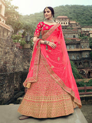 Pink Satin Designer Lehenga Choli - Inddus.com