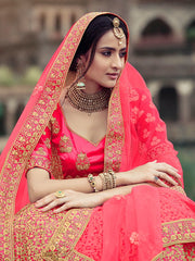 Pink Satin Designer Lehenga Choli - Inddus.com