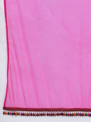 Pink Silk Blend Printed Lehenga Choli - inddus-us