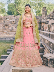 Pink Silk Festive Lehenga Choli - Inddus.com