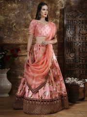 Pink Silk Wedding Lehenga Choli - inddus-us