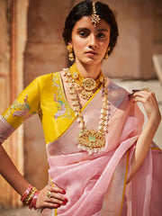 Pink Silk Wedding Saree - Inddus.com