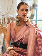 Pink Tissue Silk Saree - Inddus.com