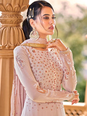 Pink Viscose Georgette Designer Pakistani Style Suit - Inddus.com