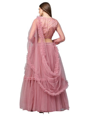 Pink Woven Design Lehenga Choli - inddus-us
