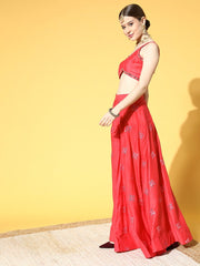 Pretty Pink Embroidered Semi-stitched Lehenga Choli With Dupatta - Inddus.com