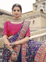 Purple Banarasi Silk Partywear Saree - Inddus.com