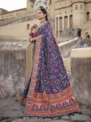 Purple Banarasi Silk Partywear Saree - Inddus.com