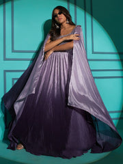 Purple Chinon Partywear Gown - Inddus.com