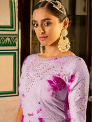 Purple Cotton Festive Gown - Inddus.com