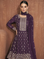 Purple Georgette Designer Lehenga Suit - Inddus.com