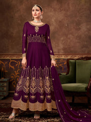 Purple Georgette Festive Anarkali Suit - Inddus.com
