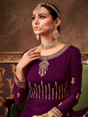 Purple Georgette Festive Anarkali Suit - Inddus.com