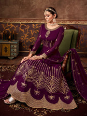 Purple Georgette Festive Anarkali Suit - Inddus.com
