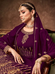 Purple Georgette Festive Anarkali Suit - Inddus.com
