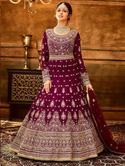 Purple Georgette Festive Wear Anarkali Suit - Inddus.com