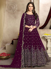 Purple Georgette Festive Wear Anarkali Suit - Inddus.com
