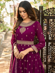Purple Georgette Partywear Anarkali-Suit - Inddus.com