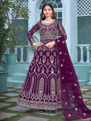 Purple Georgette Partywear Anarkali Suit - Inddus.com