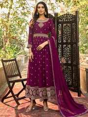Purple Georgette Partywear Anarkali-Suit - Inddus.com
