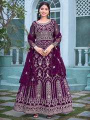 Purple Georgette Partywear Anarkali Suit - Inddus.com