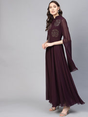 Purple Georgette Partywear Dress - inddus-us