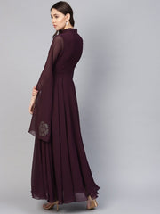 Purple Georgette Partywear Dress - inddus-us